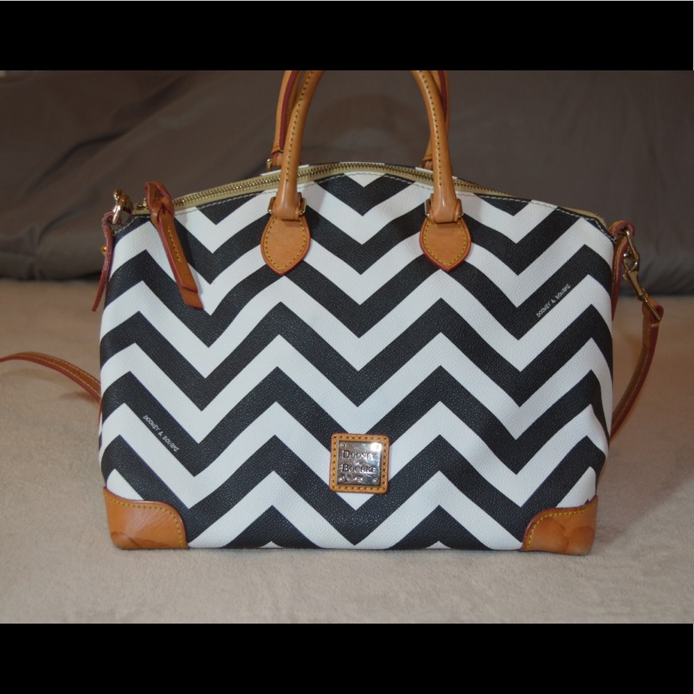 Dooney & Bourke Black & White Chevron Satchel